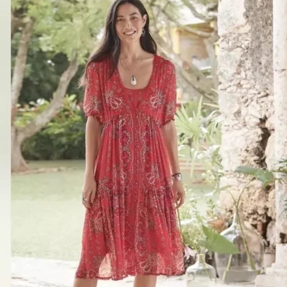 Sundance NWOT Briela Red Bandana Dress Small Paisley Print